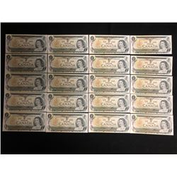 1973 $1 UNCIRCULATED SEQUENTIAL CANADIAN BANK NOTES