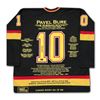 Image 1 : LIMITED EDITION PAVEL BURE SIGNED CAREER STATS JERSEY 119/199 (AUTOGRAPH AUTHENTIC)