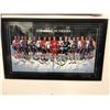 Image 1 : AUTOGRAPHED 500 NHL GOAL SCORERS 42" X 26" FRAMED PRINT W/ HOWE, HULL, BUCYK, BELIVEAU, LAFLEUR...