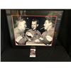 Image 1 : Gordie Howe, Alex Delvecchio, & Ted Lindsay Signed Detroit Red Wings 16x20 Framed Photo (JSA COA)