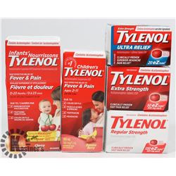 LOT OF ASSORTED SEALED TYLENOL.