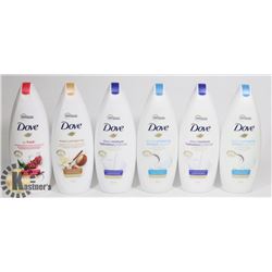 LOT OF NEW ASSORTED SCENTED DOVE BODYWASH.