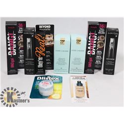 LOT OF ASSORTED SKINCARE AND MASCARA PRODUCTS.