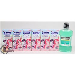 LOT OF ASSORTED TOOTHPASTE + MOUTHWASH