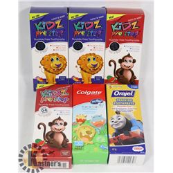 LOT OF CHILDREN'S TOOTHPASTE