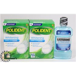 LOT OF 2 POLIDENT DENTURE CLEANSER + MOUTHWASH
