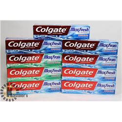 LOT OF COLGATE MAX FRESH TOOTHPASTE.