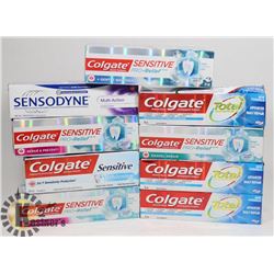 LOT OF ASSORTED TOOTHPASTE.