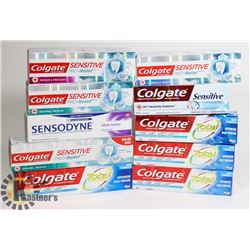 LOT OF ASSORTED TOOTHPASTE.
