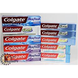 LOT OF ASSORTED TOOTHPASTE.