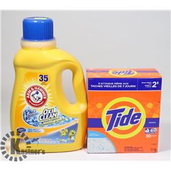 LOT OF TIDE AND ARM & HAMMER DETERGENT.