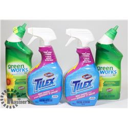 LOT OF 2 GREENWORKS TOILET CLEANER + TILEX SHOWER
