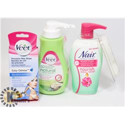 LOT OF VEET & NAIR HAIR REMOVAL CREAM + WAX STRIPS