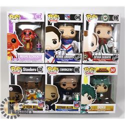 LOT OF 6 ASSORTED FUNKO POP VINYL FIGURES.
