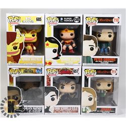 LOT OF 6 ASSORTED FUNKO POP VINYL FIGURES.
