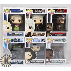 LOT OF 6 ASSORTED FUNKO POP VINYL FIGURES.