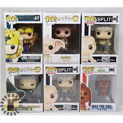 LOT OF 6 ASSORTED FUNKO POP VINYL FIGURES.