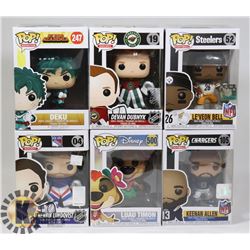 LOT OF 6 ASSORTED FUNKO POP VINYL FIGURES.