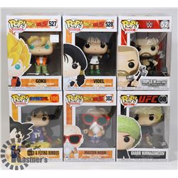 LOT OF 6 ASSORTED FUNKO POP VINYL FIGURES.