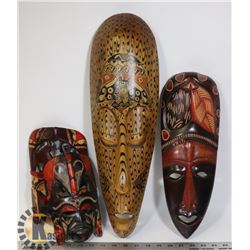 A LOT OF 4 AFRICAN WOODEN FACES. HOME