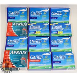 LOT OF AERIUS AND CLARITIN ALLERGY RELIEF TABLETS