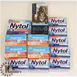 LOT OF ASPRIN AND ZZZQUIL LIQUICAPS.