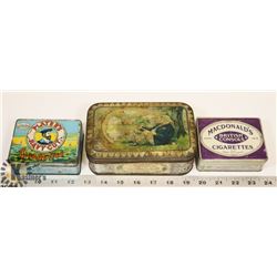 VINTAGE SET OF 3 TOBACCO TINS