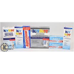 LOT OF ASPIRIN, ICY HOT AND ASPERCREME