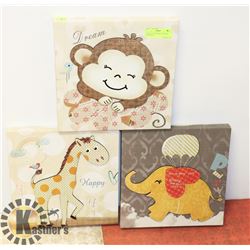 SET OF 3 CANVAS MULTI-MEDIA CHILDREN'S