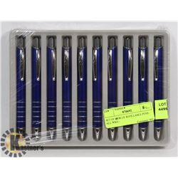 SET OF 10 BLUE REFILLABLE PENS - ALL WKG -