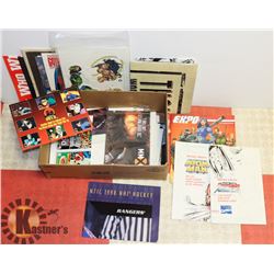 BOX OF ASSORTED POP CULTURE, SPORTS AND MORE.