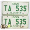 Image 1 : LOT OF 2 VINTAGE ALBERTA LICENSE PLATES