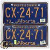 Image 1 : LOT OF 2 VINTAGE ALBERTA LICENSE PLATES