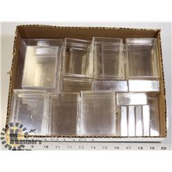 32 PLASTIC SPORTS CARD CONTAINERS IN VARIOUS SIZES