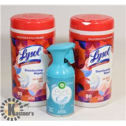 LOT OF LYSOL DISINFECTING WIPES + PURE AIR FRES