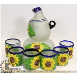 HAND BLOWN AND HAND PAINTED PITCHER