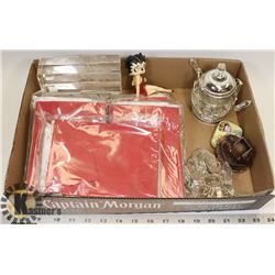 LOT OF GIFT BAGS, CRYSTAL, BETTY BOOP FIGURE, ETC.