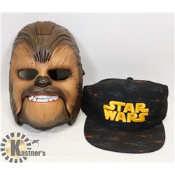 CHEWBACCA MASK + STAR WARS BALL CAP.