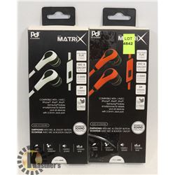 LOT OF 2 MATRIX EARPHONES WITH MIC & ON/OFF BUTTON