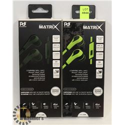 LOT OF 2 MATRIX EARPHONES WITH MIC & ON/OFF BUTTON