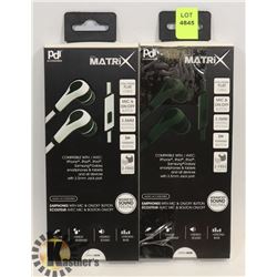 LOT OF 2 MATRIX EARPHONES WITH MIC & ON/OFF BUTTON