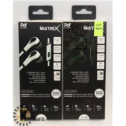 LOT OF 2 MATRIX EARPHONES WITH MIC & ON/OFF BUTTON