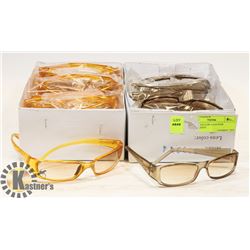 TWO BOXES OF YELLOW / ORANGE DESIGNER SUNGLASSES.