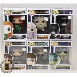LOT OF 6 ASSORTED FUNKO POP VINYL FIGURES.