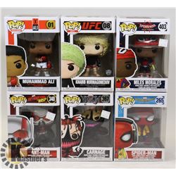 LOT OF 6 ASSORTED FUNKO POP VINYL FIGURES.
