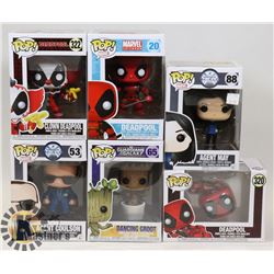 LOT OF 6 ASSORTED FUNKO POP VINYL FIGURES.