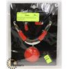 NEW RED & SILVER NECKLACE & EARRING SET -