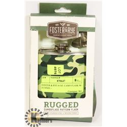FOSTER & RYE 6 OZ. CAMO FLASK W/ FUNNEL -