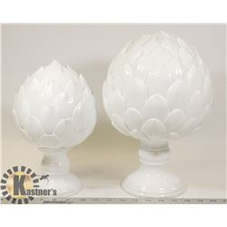 SET OF 2 CERAMIC ARTICHOKE SCULPTURES.