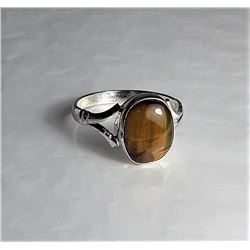 3)  SILVER TONE OVAL TIGER'S EYE